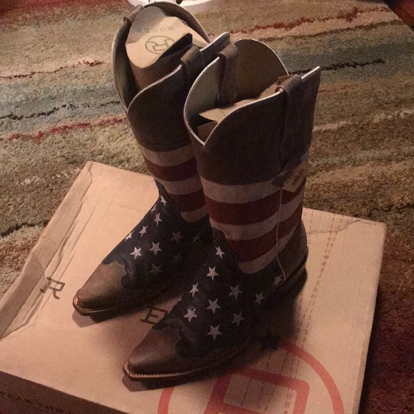 Roper American Flag snip toe boots 